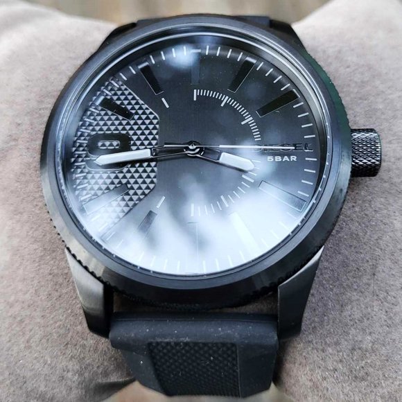 NEW DIESEL RASP DZ1807 BLACK SILICONE STRAP QUARTZ MEN WATCH NO BOX AND … - Picture 5 of 8